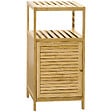 KLEANKIN - Meuble bas salle de bain rangement salle de bain 1 porte 2 étagères bois bambou verni - vignette