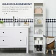 KLEANKIN - Meuble colonne rangement salle de bain 2 placards 3 étagères style contemporain blanc - vignette
