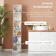 KLEANKIN - Meuble colonne de salle de bain pivotant avec miroir - 6 étagères - 36L x 36l x 171H cm - blanc - vignette