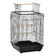 PAWHUT - Cage à oiseaux 2 mangeoires 2 perchoirs toit ouvrant plateau excrément amovible poignée transport métal PS noir - vignette
