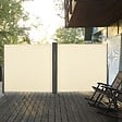 OUTSUNNY - Double store latéral brise-vue paravent rétractable dim. 6L x 1,60H m polyester anti-UV haute densité crème - vignette