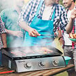 OUTSUNNY - Plancha gaz de table portable réglable - 3 brûleurs 9 kW - barbecue gaz camping - plaque de cuisson, réceptacle graisse - acier noir métal - vignette