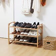 HOMCOM - Étagère à chaussures bambou 3 étagères style naturel dim. 76L x 33l x 51H cm - vignette
