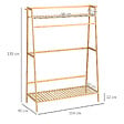 HOMCOM - Portant à vêtements penderie - 2 étagères, 2 patères, barre de suspension - bambou verni - vignette