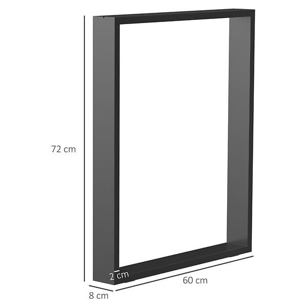 HOMCOM - Lot de 2 pieds rectangulaires design contemporain - H.72 cm - acier noir - large