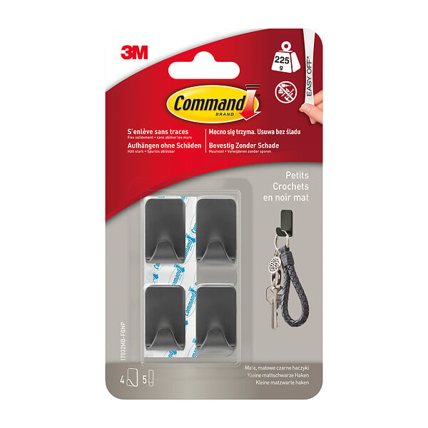 3M - Crochet métallisé noir déco petit modèle x4 - large