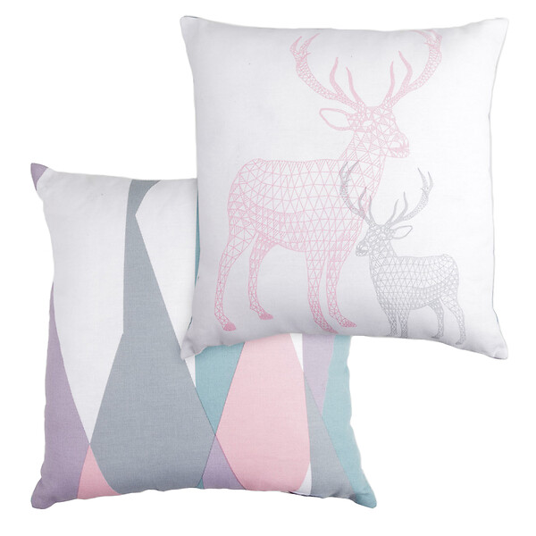 JBY - Coussin décoratif 40x40cm Cerf - Rose - large