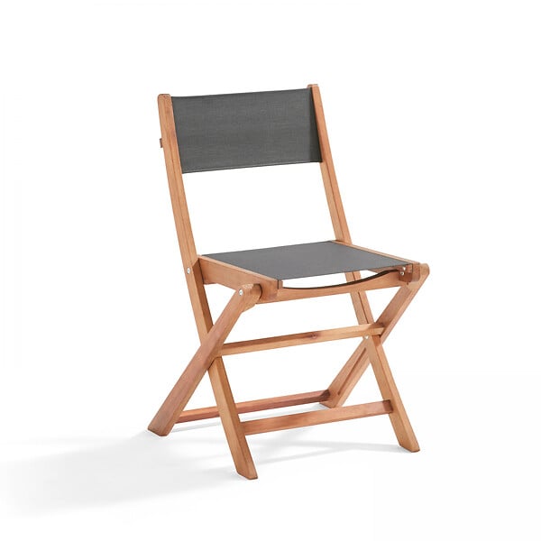 OVIALA - Ensemble table carrée pliante et 2 chaises pliantes noir - Sete - large