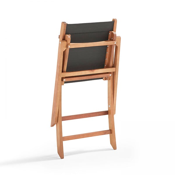 OVIALA - Ensemble table carrée pliante et 2 chaises pliantes noir - Sete - large
