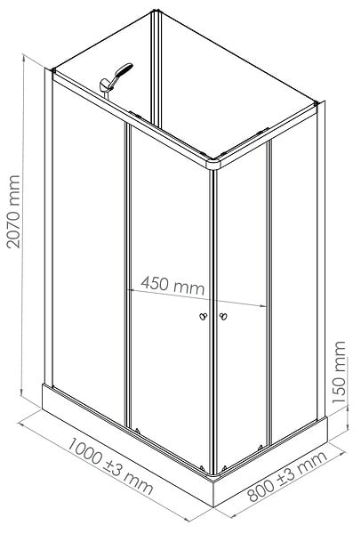 ONDEE - Cabine de douche CIMENT - Carreaux de ciment - Noir - 100x80cm - large