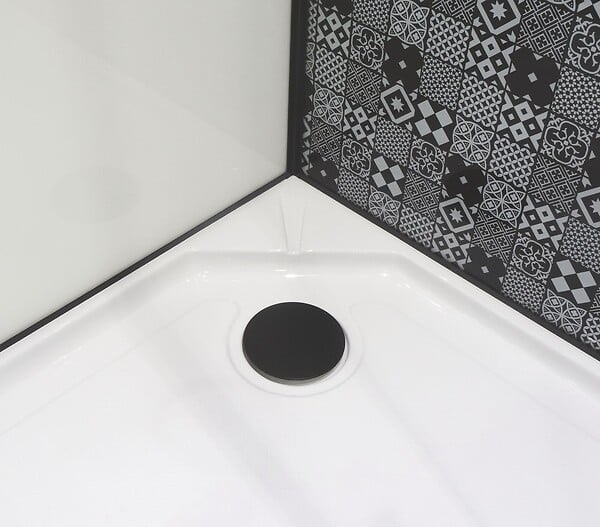 ONDEE - Cabine de douche CIMENT - Carreaux de ciment - Noir - 100x80cm - large