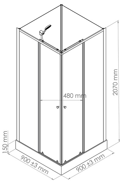 ONDEE - Cabine de douche CIMENT - Carreaux de ciment - Noir - 90x90cm - large
