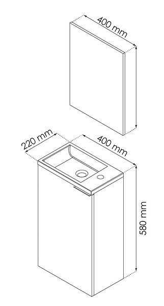 ONDEE - Lave-mains HALE - 40cm - Bois - Mélaminé - Livré en kit - large