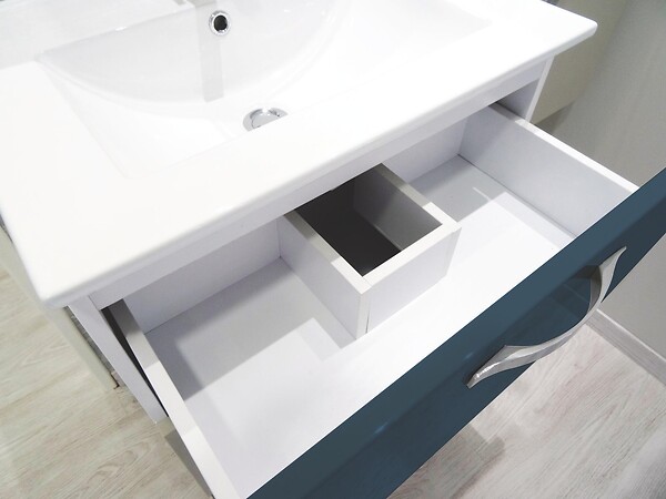 ONDEE - 2 Façades de tiroir MIXY - pour meuble de salle de bain - 80cm - Bleu - Laqué - large