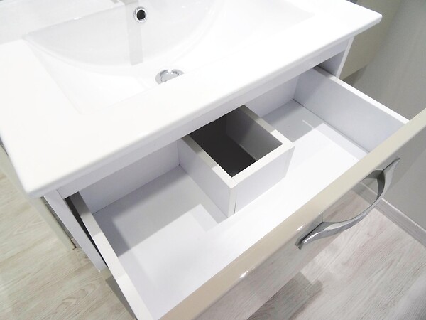 ONDEE - 2 Façades de tiroir MIXY - pour meuble de salle de bain - 80cm - Sable - Laqué - large