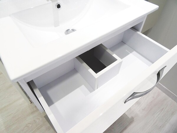 ONDEE - 2 Façades de tiroir MIXY - pour meuble de salle de bain - 80cm - Blanc - Laqué - large