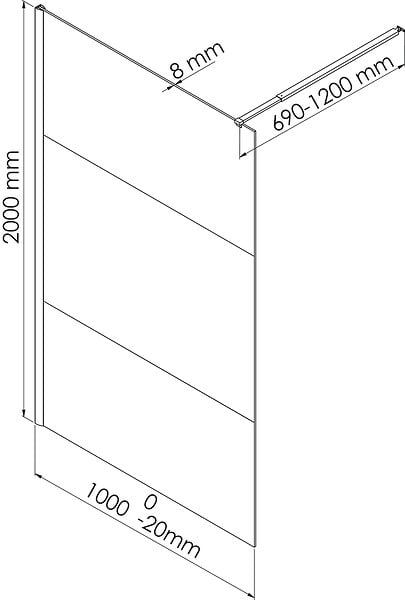 ONDEE - Paroi de douche TUHINA - Verre trempé 8mm - Sérigraphie Dépolie - 100x200cm - large