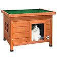VOUNOT - Maison pour Chat en bois avec toit bitumé autoportant et porte à lamelles PVC - vignette