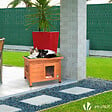 VOUNOT - Maison pour Chat en bois avec toit bitumé autoportant et porte à lamelles PVC - vignette