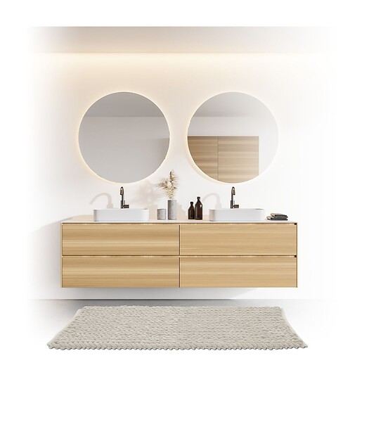 5 FIVE SIMPLY SMART - Grand Tapis de Salle de Bain épais Beige 50 x 120 cm - large