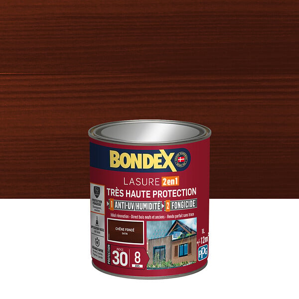 BONDEX - Lasure bois extérieur Très Haute Protection Chêne Foncé 1L - large