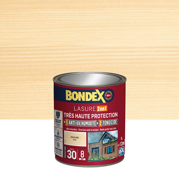 BONDEX - Lasure Très Haute Protection - Incolore - 1L - large