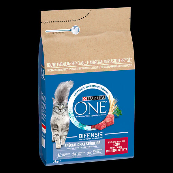 PURINA - Croquettes chat adulte stérilisé bœuf et blé - 3kg - large
