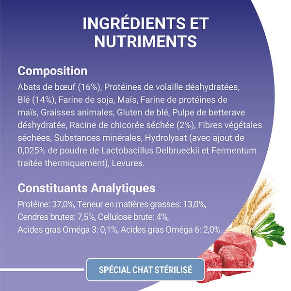PURINA - Croquettes chat adulte stérilisé bœuf et blé - 3kg - large