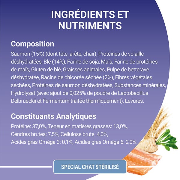 PURINA ONE - Croquettes chat stérilisé - Saumon et blé - 3kg - large