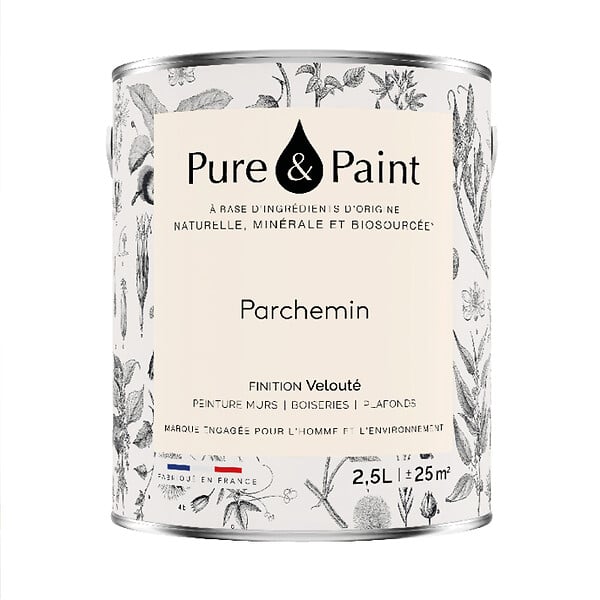 PURE&PAINT - Peinture végétale - Velouté - Parchemin - 2,5L - large