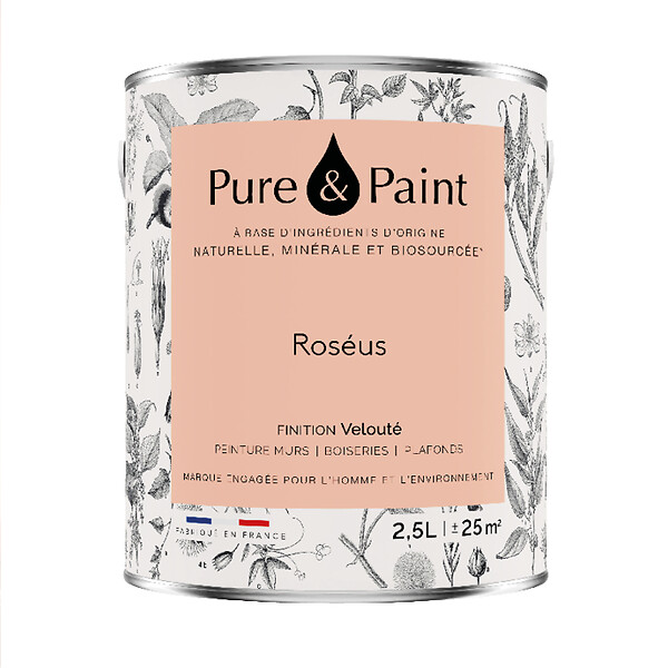 PURE&PAINT - Peinture végétale - Velouté - Roséus - 2,5L - large