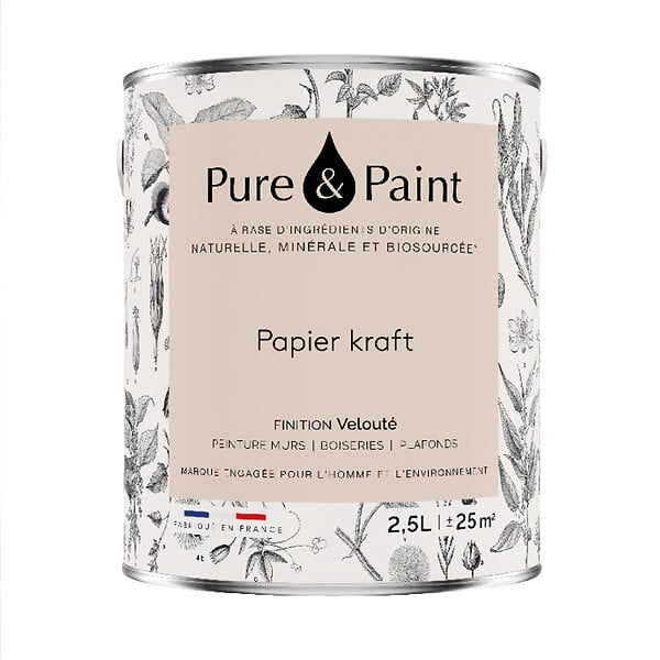 PURE&PAINT - Peinture végétale - Velouté - Papier kraft - 2,5L - large