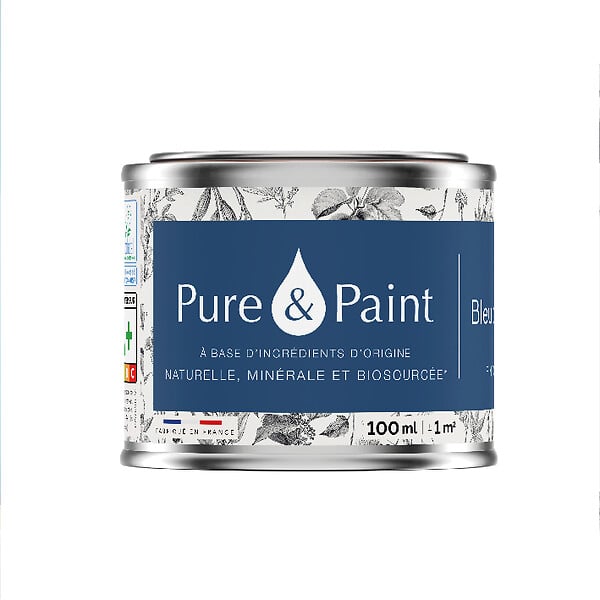 PURE&PAINT - Peinture veloutée biosourcée - Bleu de Suède - 100ml - large