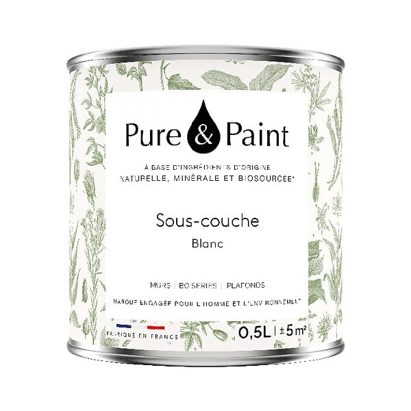 PURE&PAINT - Sous-couche écologique minérale - Pur blanc - 0,5L - large