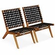 OVIALA - Lot de 2 fauteuils relax en bois d'eucalyptus noir - Bondy - vignette