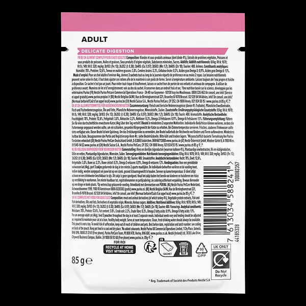 PROPLAN - Aliment chat adulte digestion délicate - Dinde sauce - 85g - large