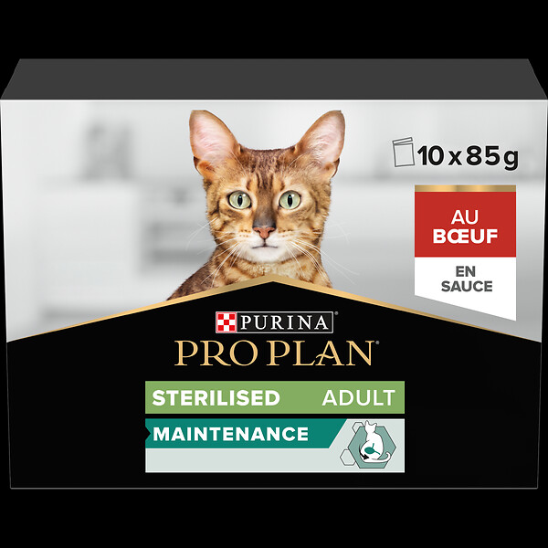 PROPLAN - Paté pour Chat stérilisé Multipack, Boeuf sachets 10x85g - large