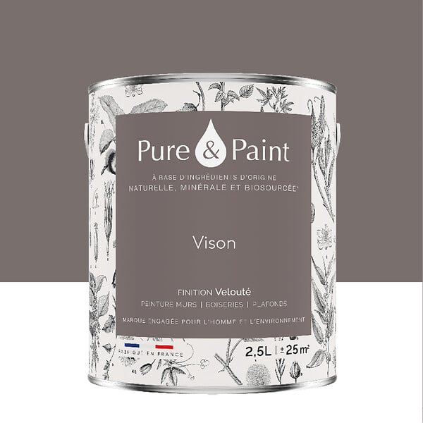 PURE&PAINT - Peinture végétale - Velouté - Vison - 2,5L - large