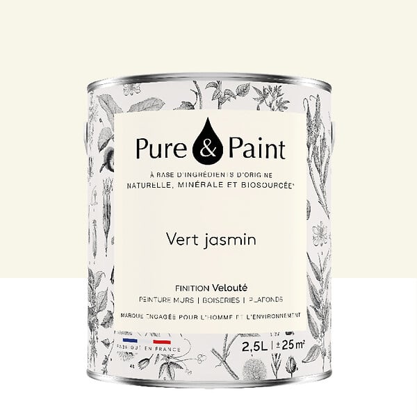PURE&PAINT - Peinture végétale - Velouté - Vert jasmin - 2,5L - large