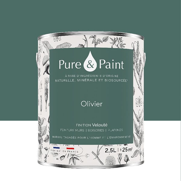 PURE&PAINT - Peinture végétale - Velouté - Olivier - 2,5L - large