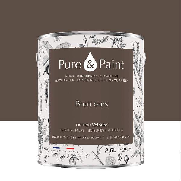 PURE&PAINT - Peinture végétale - Velouté - Brun ours - 2,5L - large