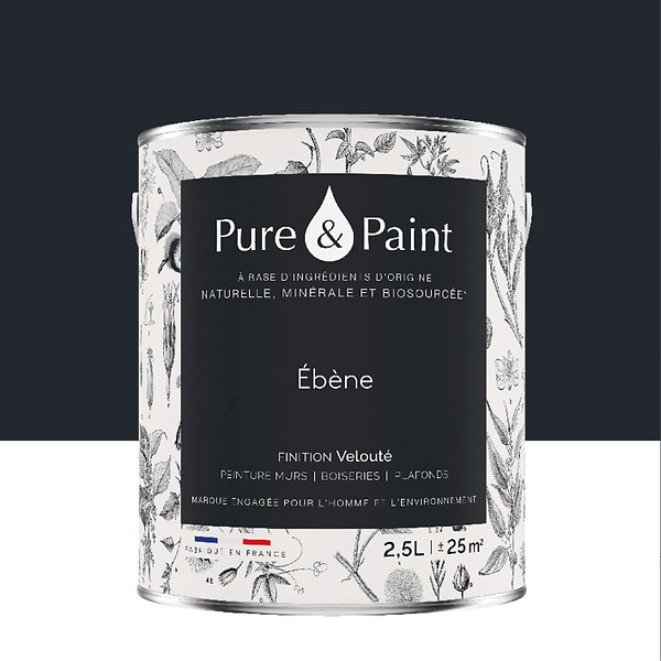 PURE&PAINT - Peinture végétale - Velouté - Ebène - 2,5L - large