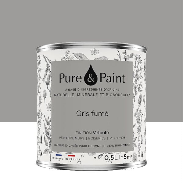 PURE&PAINT - Peinture veloutée - Gris fumé - 0,5L - large