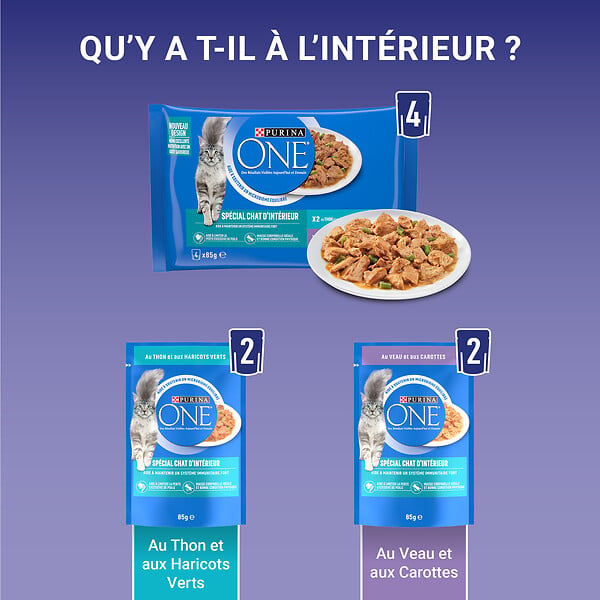 ONE - Sachets chat d'intérieur - Thon-Veau - 4x85g - large