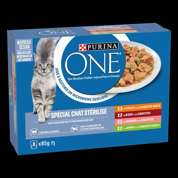 ONE - Sachet repas chat Stérilisé - Multivariétés - 8x85g - large