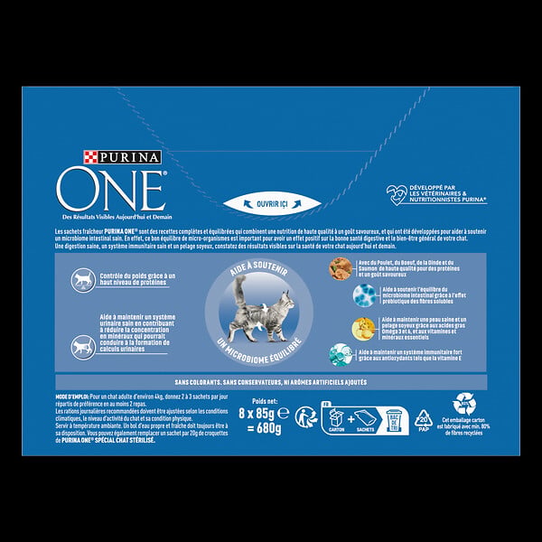 ONE - Sachet repas chat Stérilisé - Multivariétés - 8x85g - large