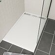 AURLANE - Receveur en acrylique Blanc 90x140x5 cm - Grille Linéaire Chrome - WHITENESS II - vignette
