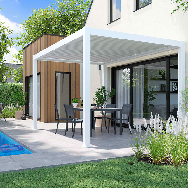 OVIALA - Pergola bioclimatique autoportée blanche 3x4m  - Athenes - large