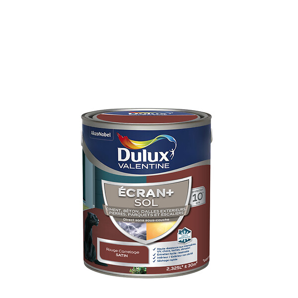DULUX VALENTINE - Peinture sol - Acrylique Satinée - Rouge Carrelage 2,5L - large