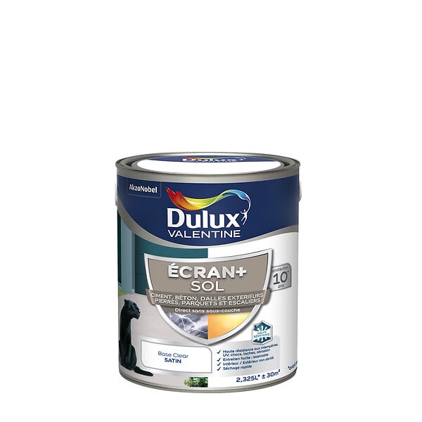 DULUX VALENTINE - Peinture Sol int/ext Ecran+ Dulux Valentine Satin - Base Clear 2,5 L - large